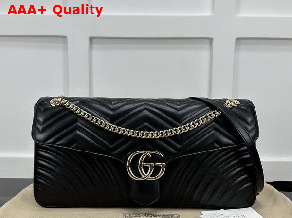 Gucci GG Marmont Large Shoulder Bag in Black Matelasse Chevron Leather 788371 Replica