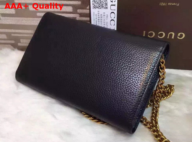 Gucci GG Marmont Leather Chain Wallet Black Real Leather Replica