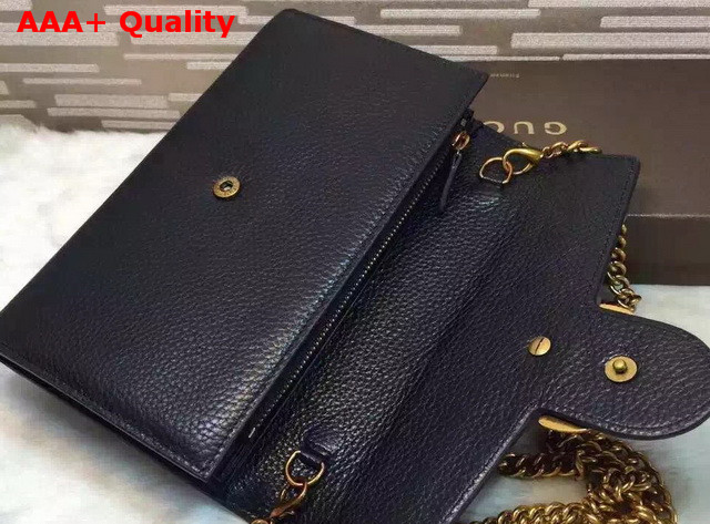 Gucci GG Marmont Leather Chain Wallet Black Real Leather Replica