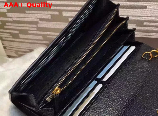 Gucci GG Marmont Leather Chain Wallet Black Real Leather Replica