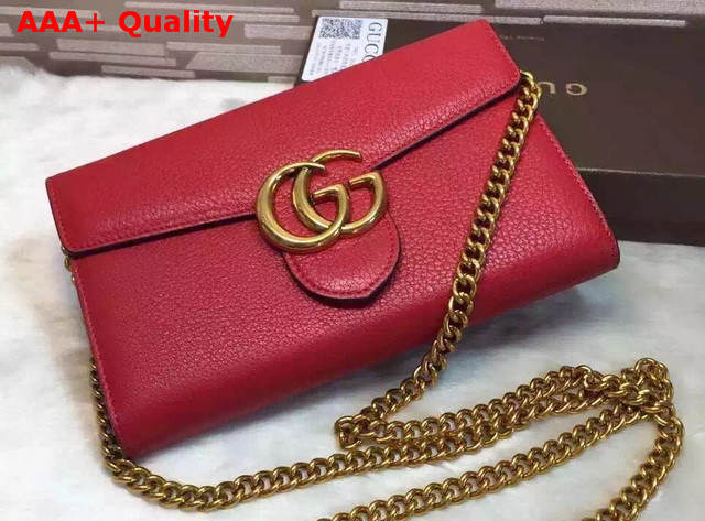 Gucci GG Marmont Leather Chain Wallet Red Replica