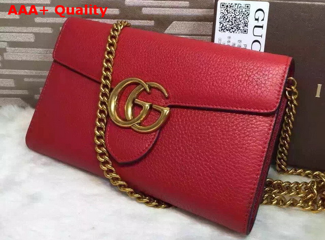 Gucci GG Marmont Leather Chain Wallet Red Replica