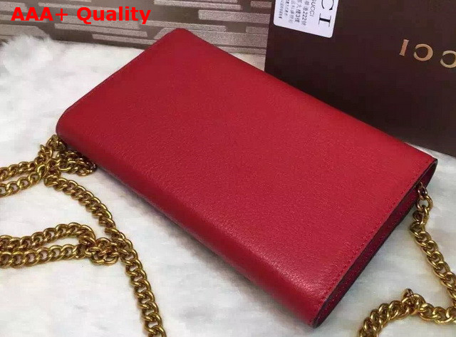 Gucci GG Marmont Leather Chain Wallet Red Replica