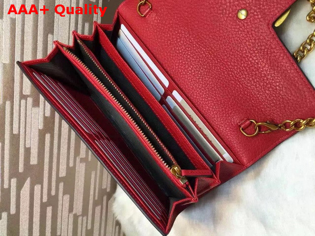 Gucci GG Marmont Leather Chain Wallet Red Replica