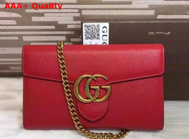 Gucci GG Marmont Leather Chain Wallet Red Replica