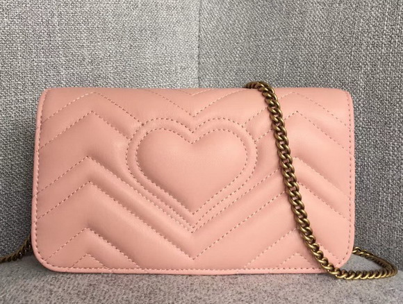 Gucci GG Marmont Leather Mini Bag Pink