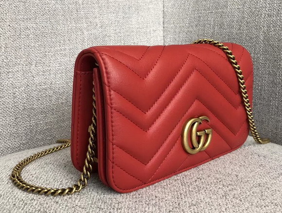 Gucci GG Marmont Leather Mini Bag Red