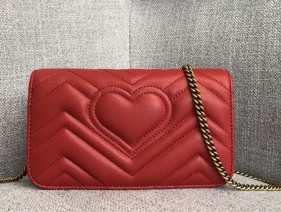 Gucci GG Marmont Leather Mini Bag Red