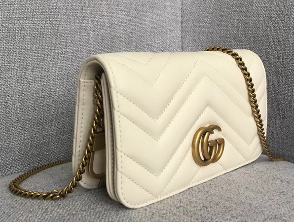 Gucci GG Marmont Leather Mini Bag White