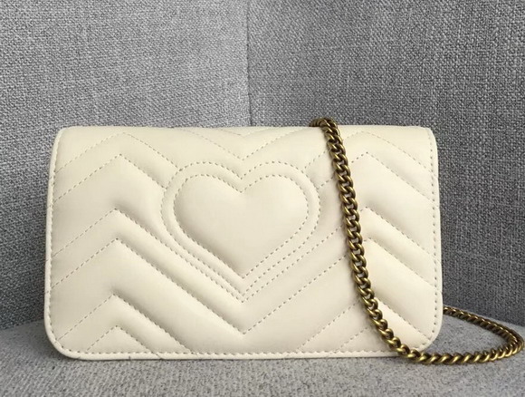 Gucci GG Marmont Leather Mini Bag White