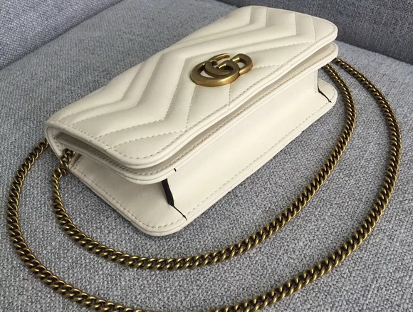 Gucci GG Marmont Leather Mini Bag White