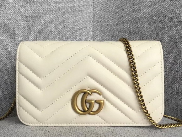 Gucci GG Marmont Leather Mini Bag White