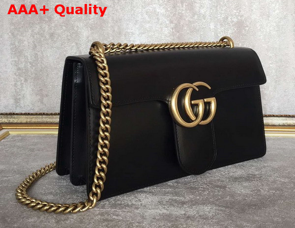 Gucci GG Marmont Leather Shoulder Bag in Black Box Leather Replica