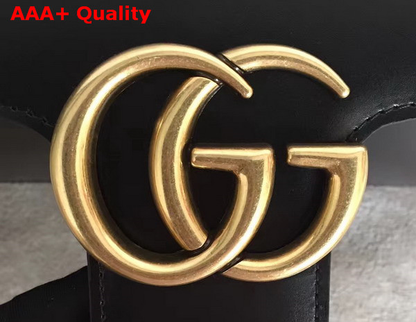 Gucci GG Marmont Leather Shoulder Bag in Black Box Leather Replica