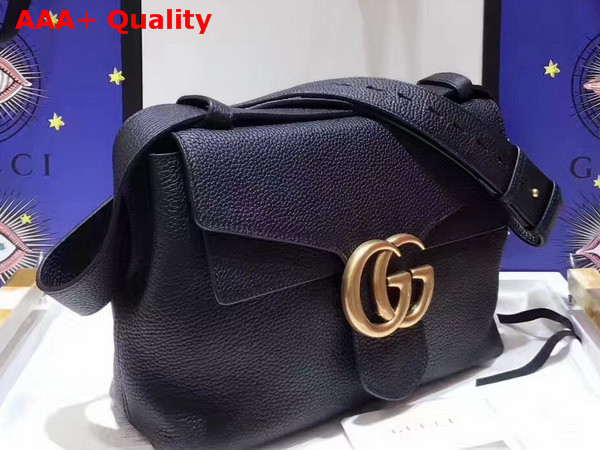 Gucci GG Marmont Leather Shoulder Bag in Black Grain Leather Replica