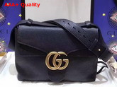 Gucci GG Marmont Leather Shoulder Bag in Black Grain Leather Replica