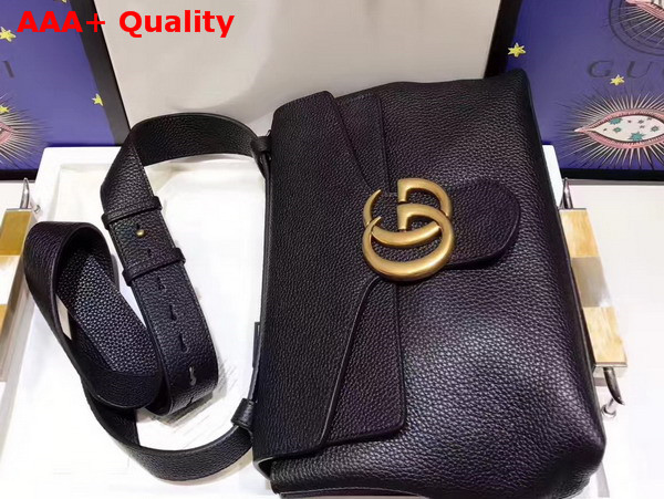 Gucci GG Marmont Leather Shoulder Bag in Black Grain Leather Replica