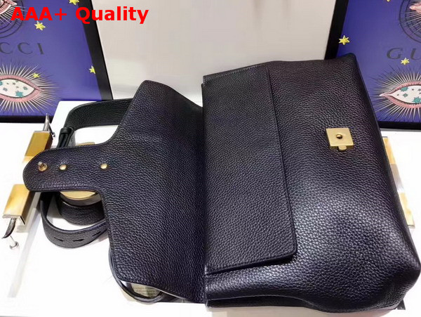 Gucci GG Marmont Leather Shoulder Bag in Black Grain Leather Replica