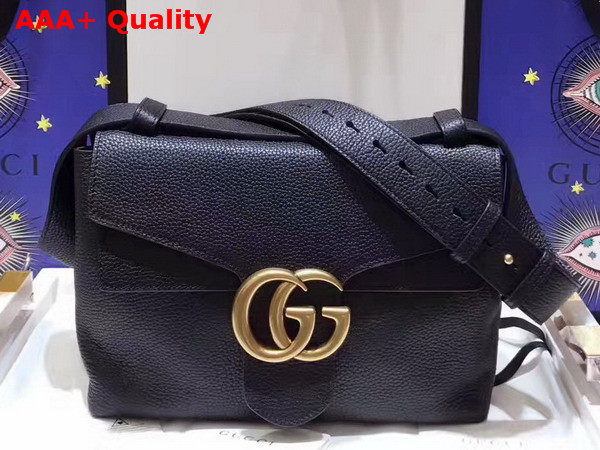 Gucci GG Marmont Leather Shoulder Bag in Black Grain Leather Replica