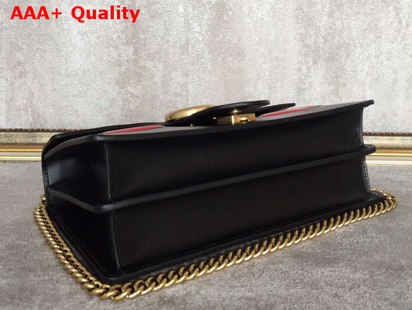 Gucci GG Marmont Leather Shoulder Bag in Black with Embedded Red Hearts Replica