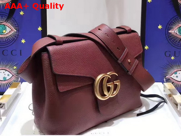 Gucci GG Marmont Leather Shoulder Bag in Brown Grain Leather Replica