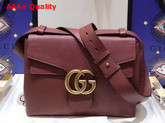 Gucci GG Marmont Leather Shoulder Bag in Brown Grain Leather Replica