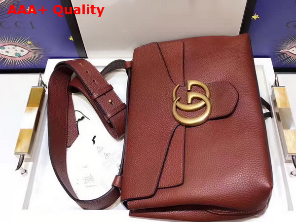 Gucci GG Marmont Leather Shoulder Bag in Brown Grain Leather Replica