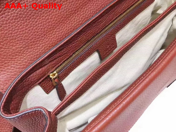 Gucci GG Marmont Leather Shoulder Bag in Brown Grain Leather Replica