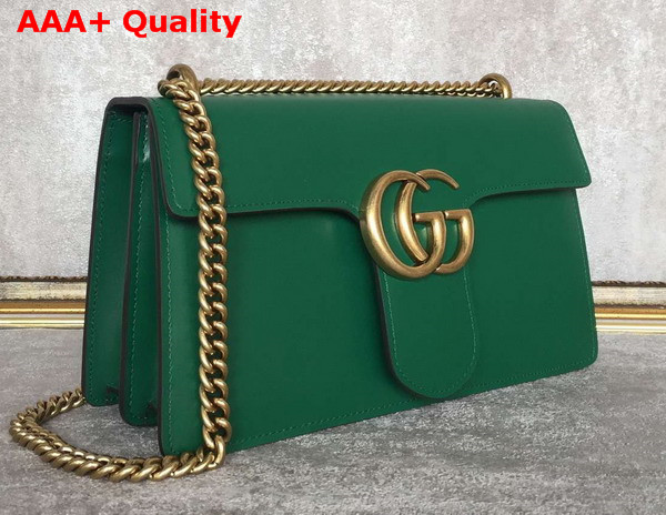 Gucci GG Marmont Leather Shoulder Bag in Green Box Leather Replica