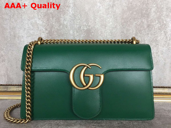 Gucci GG Marmont Leather Shoulder Bag in Green Box Leather Replica