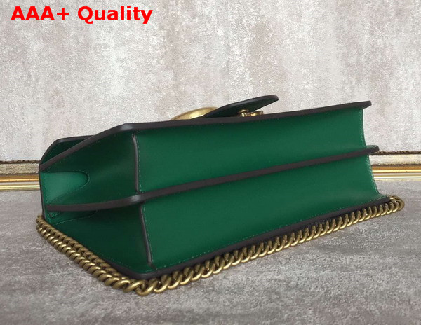 Gucci GG Marmont Leather Shoulder Bag in Green with Embedded Red Hearts Replica