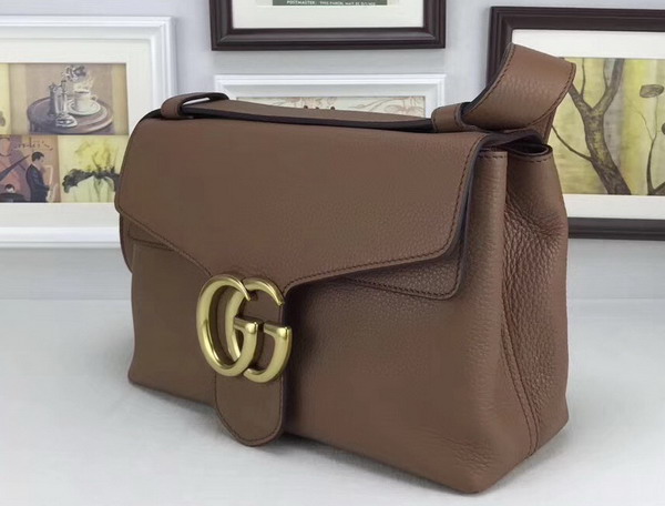 Gucci GG Marmont Leather Shoulder Bag in Nude Grain Leather