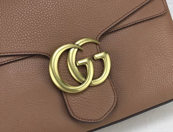 Gucci GG Marmont Leather Shoulder Bag in Nude Grain Leather