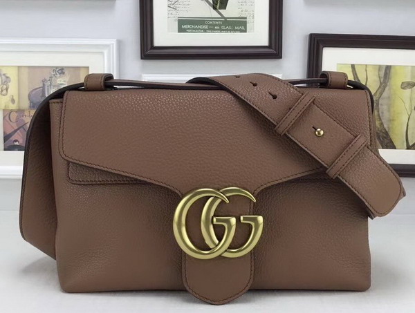 Gucci GG Marmont Leather Shoulder Bag in Nude Grain Leather