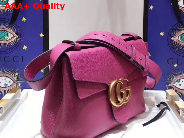 Gucci GG Marmont Leather Shoulder Bag in Pink Grain Leather Replica