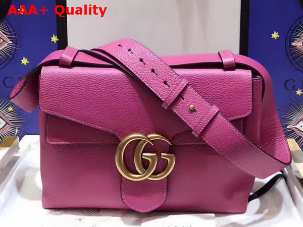 Gucci GG Marmont Leather Shoulder Bag in Pink Grain Leather Replica