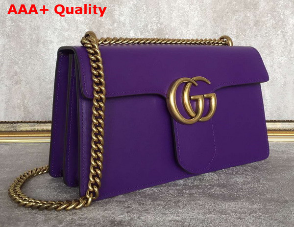 Gucci GG Marmont Leather Shoulder Bag in Purple Box Leather Replica