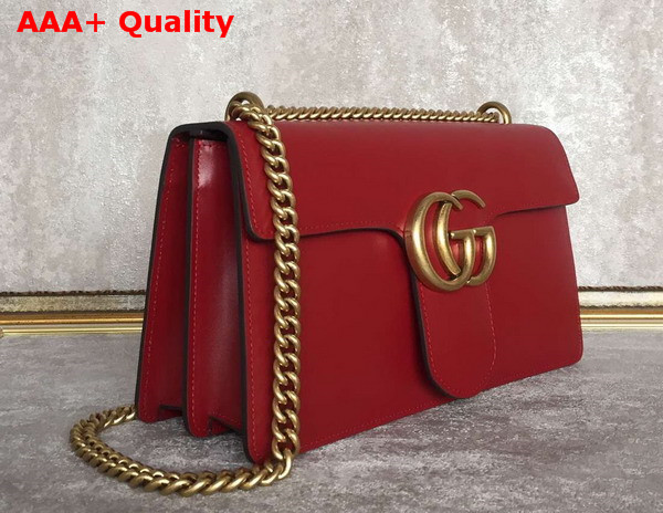 Gucci GG Marmont Leather Shoulder Bag in Red Box Leather Replica