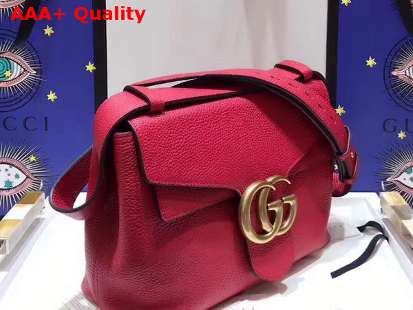 Gucci GG Marmont Leather Shoulder Bag in Red Grain Leather Replica