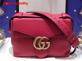 Gucci GG Marmont Leather Shoulder Bag in Red Grain Leather Replica