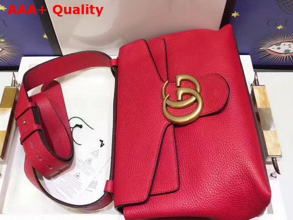 Gucci GG Marmont Leather Shoulder Bag in Red Grain Leather Replica