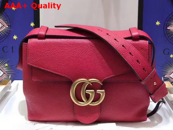 Gucci GG Marmont Leather Shoulder Bag in Red Grain Leather Replica