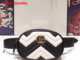 Gucci GG Marmont Matelass Leather Belt Bag Black and White Matelasse Chevron Leather Replica