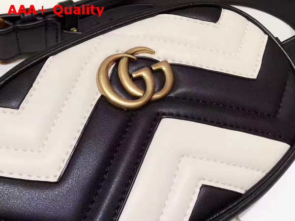 Gucci GG Marmont Matelass Leather Belt Bag Black and White Matelasse Chevron Leather Replica