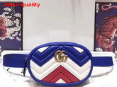 Gucci GG Marmont Matelass Leather Belt Bag Blue White and Red Chevron Leather Replica