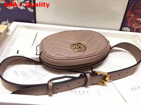 Gucci GG Marmont Matelass Leather Belt Bag in Beige Chevron Leather Replica