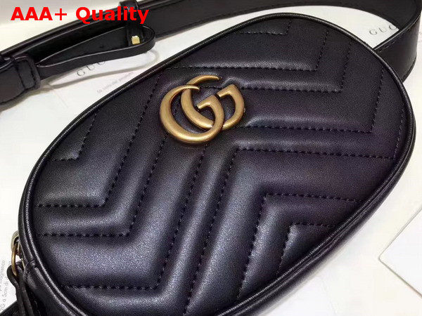 Gucci GG Marmont Matelass Leather Belt Bag in Black Chevron Leather Replica