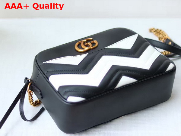 Gucci GG Marmont Matelass Shoulder Bag Black and White Matelasse Chevron Leather Replica