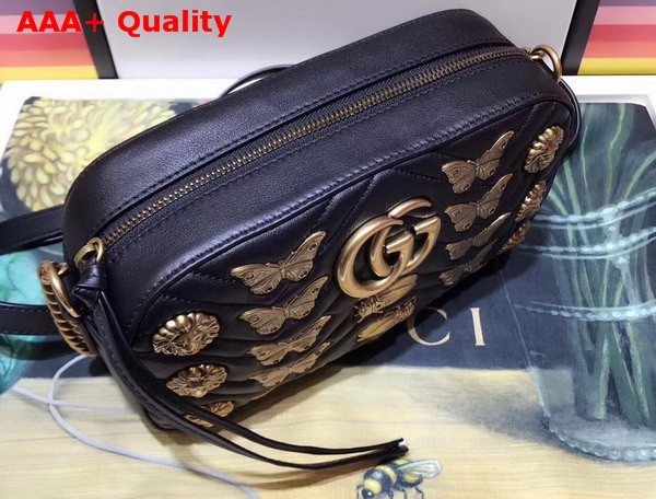 Gucci GG Marmont Matelasse Animal Studs Shoulder Bag in Black Leather Replica