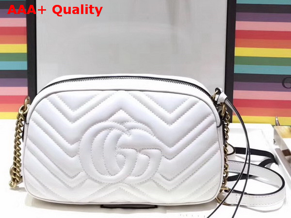 Gucci GG Marmont Matelasse Animal Studs Shoulder Bag in White Calfskin Leather Replica